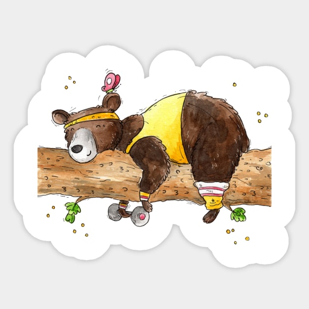 Exercise Bear Sticker by Vicky Kuhn Illustration